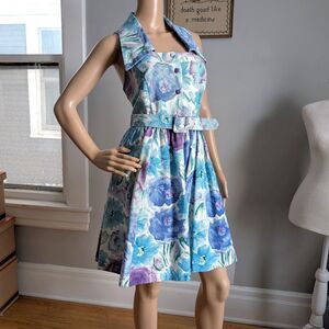 Vintage 80s Laura Ashley Sundress Oversized Collar Cottagecore Floral Sailor 12